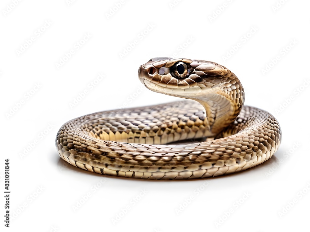 A Philippine Cobra snake on a white background. AI generated image A Philippine Cobra snake on a white background. AI generated image
