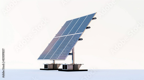 An individual solar panel standing tall against a backdrop of pure white, illustrating the elegance and efficiency of solar power.