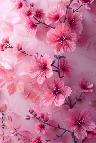 Close Up of Pink Flowers on Pink Background