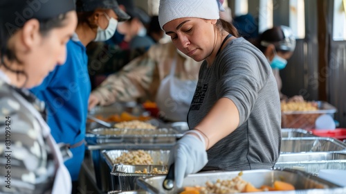An Easter charity event  where volunteers prepare and distribute meals to those in need  embodying the spirit of giving.