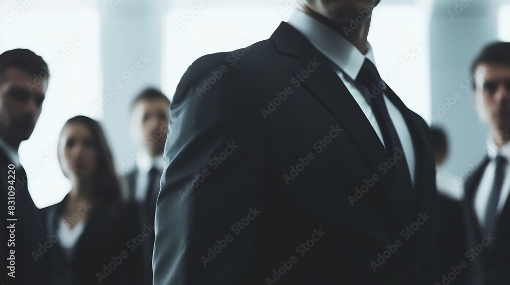 Fototapeta premium Group of business people with businessman leader on foreground : Generative AI
