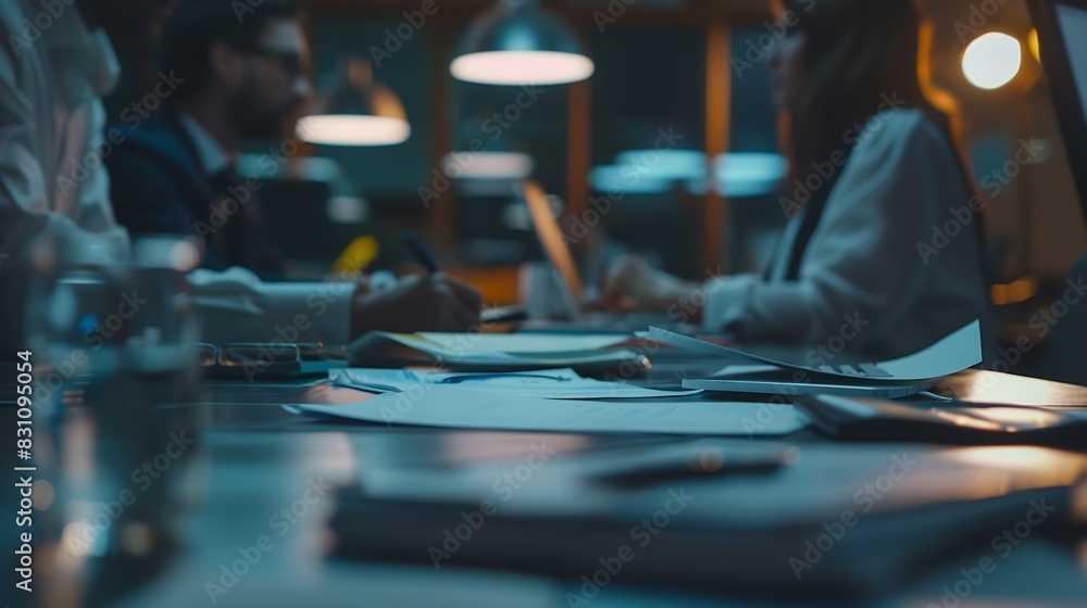 Group of Business People Working on an Office Desk : Generative AI Group of Business People Working on an Office Desk : Generative AI