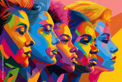 A poster features several lgbt people with different colored hair, in the style of art illustration © wilddrago