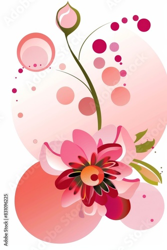 Pink Flower on White Background