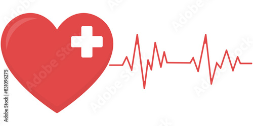 Heartbeat vector icon in flat style isolated on white background.