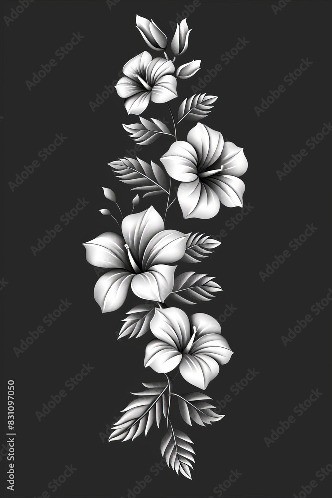 Obraz premium Elegant Floral Design on Black Background