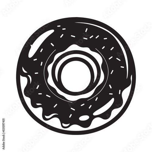 Black simple donut logo icon, vector illustration on white background