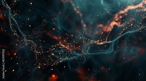 Digital abstract background for technological operations, neural networks, AI, data transmission and encryption, digital archives, audio and visual representations, scientific research. Copy space