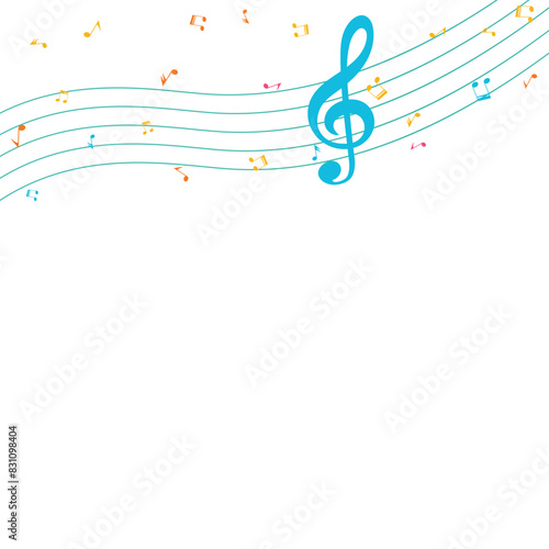 Decorative colorful Music notes background, musical notes