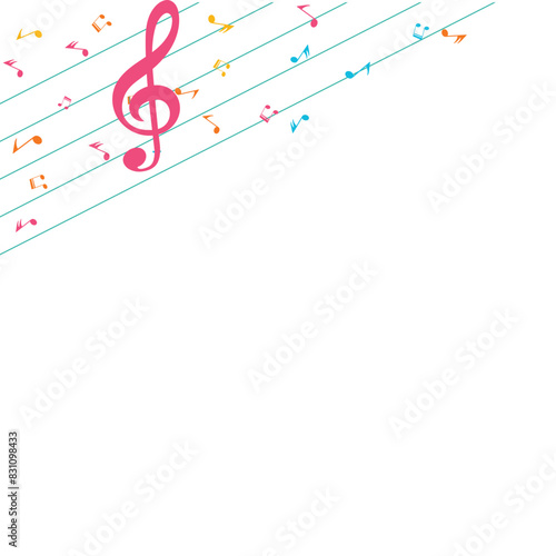 Decorative colorful Music notes background, musical notes
