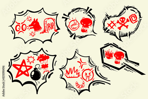 Comic speech bubble with swear words. Swear expletive words set angry rude