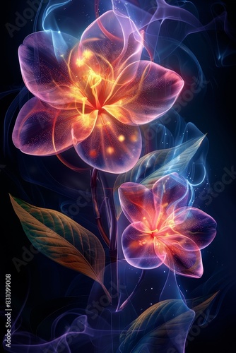 Two Flowers on Black Background