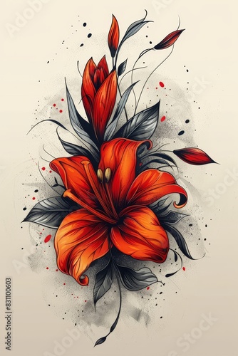 Orange Flower With Black Leaves