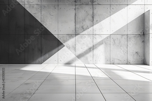 Empty space with white tiles and concrete wall