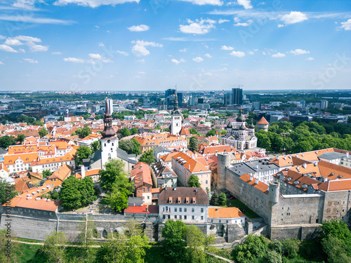 Summer Aerial View of Tallinn’s Vanalinn: Estonia’s Historic and Modern Charm