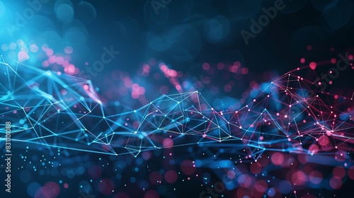 Digital abstract background for technological operations, neural networks, AI, data transmission and encryption, digital archives, audio and visual representations, scientific research. Copy space