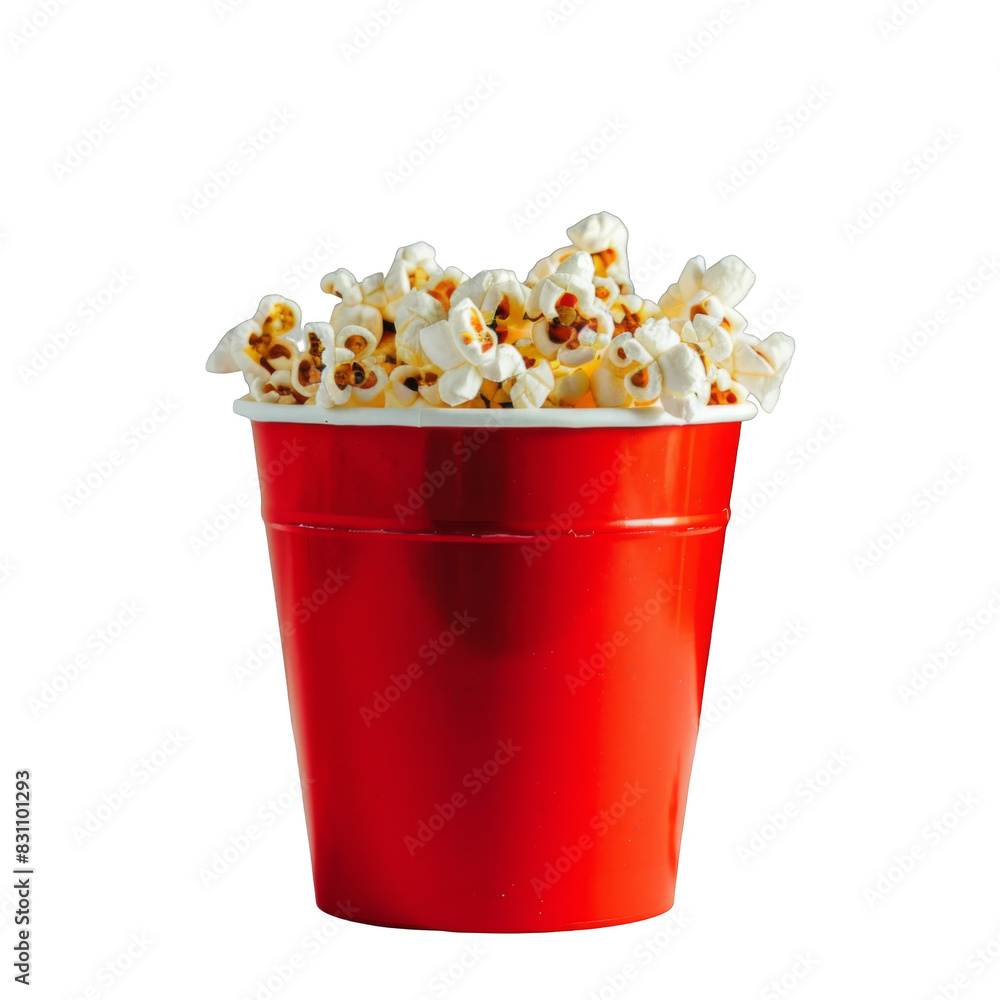 Popcorn red bucket on white background Popcorn red bucket on white background