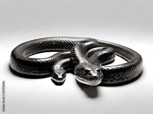 A Black Mamba snake on a white background. AI generated image