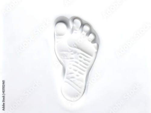 Footprint  close up  isolated in white