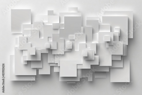 White wall covered with squares of paper