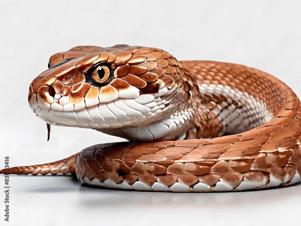 Obraz premium A Copperhead snake on a white background. AI generated image