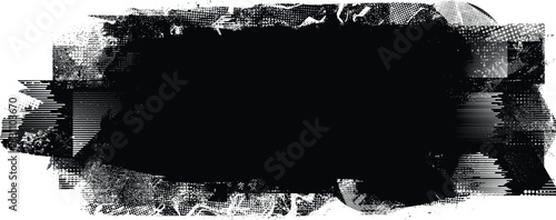 Glitch distorted grange shape . Noise grungy logo . Trendy defect error shapes . Glitched frame .Grunge textured . Distressed effect .Vector shapes