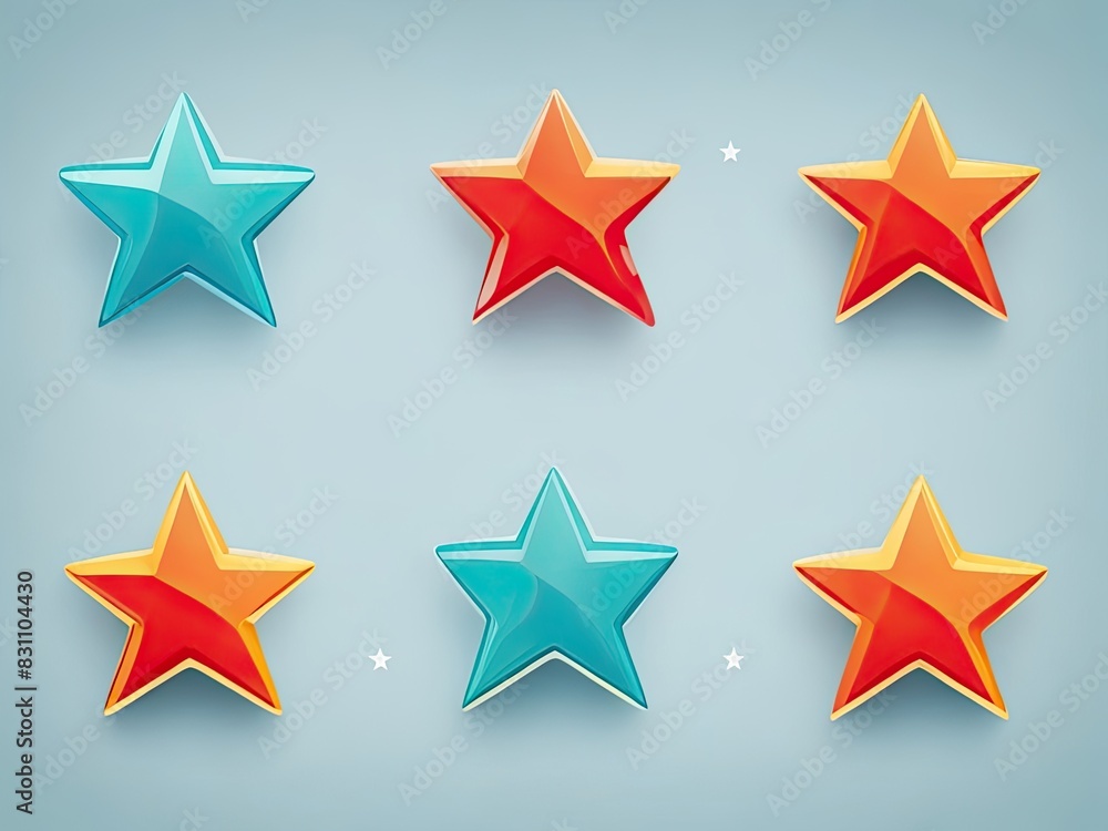 Concept of customer rating feedback. Review icon set with five stars. a realistic three-dimensional layout. Regarding applications for mobile devices Concept of customer rating feedback. Review icon set with five stars. a realistic three-dimensional layout. Regarding applications for mobile devices