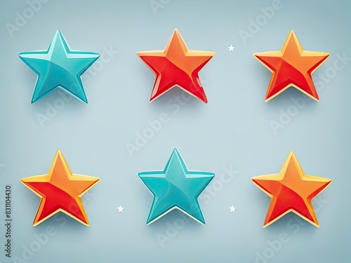 Concept of customer rating feedback. Review icon set with five stars. a realistic three-dimensional layout. Regarding applications for mobile devices