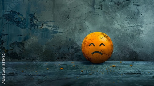 Sad Orange Sitting on Table