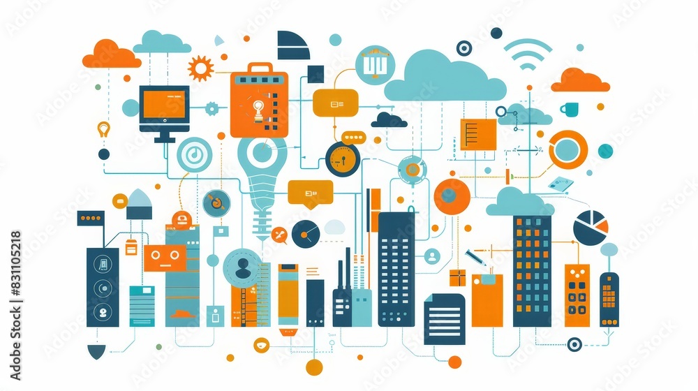 Design a visual aid showing the impact of the Internet of Things (IoT) on data generation and analysis. Include examples of IoT applications in various industries.