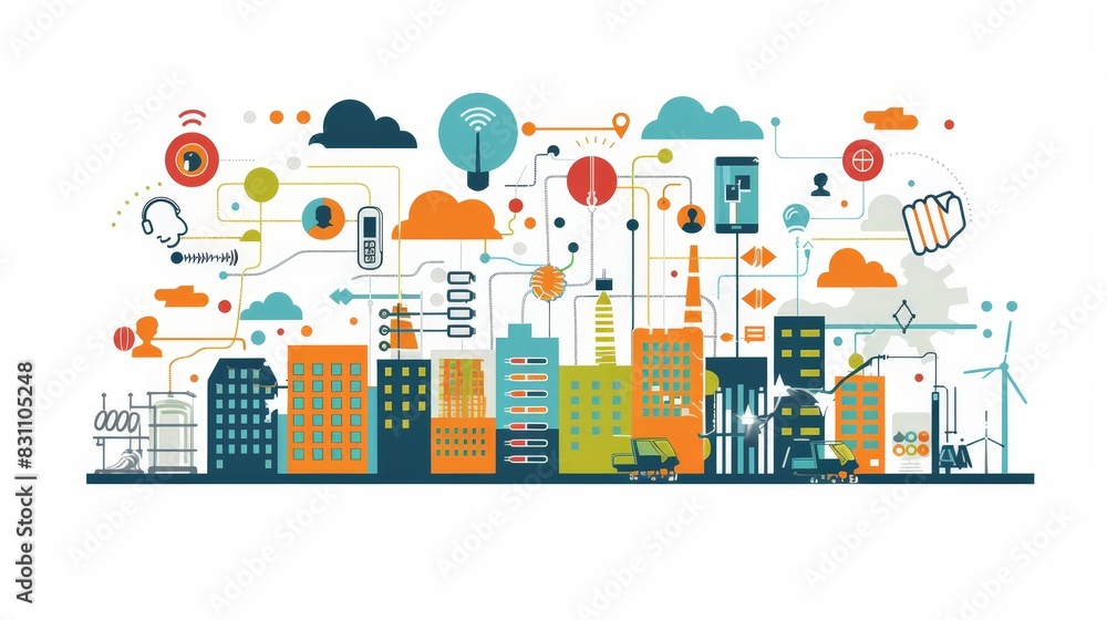 Design a visual aid showing the impact of the Internet of Things (IoT) on data generation and analysis. Include examples of IoT applications in various industries. Design a visual aid showing the impact of the Internet of Things (IoT) on data generation and analysis. Include examples of IoT applications in various industries.