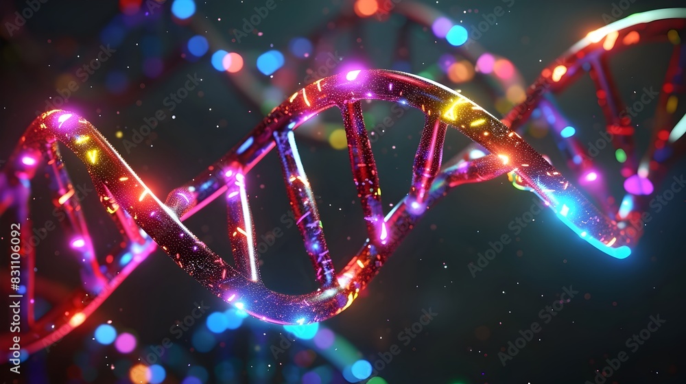 Glowing D of a Vibrant DNA Double Helix for Genetics Research Glowing D of a Vibrant DNA Double Helix for Genetics Research