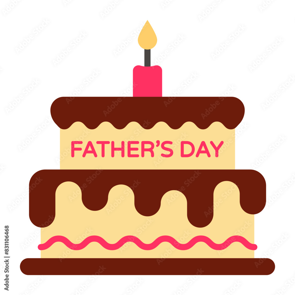 Father birthday celebration cake Concept, Two story pastry cake with candle Vector Icon Design, Happy Fathers Day Symbol, Dads Gift Elements Sign, Parents Day Stock illustration Father birthday celebration cake Concept, Two story pastry cake with candle Vector Icon Design, Happy Fathers Day Symbol, Dads Gift Elements Sign, Parents Day Stock illustration