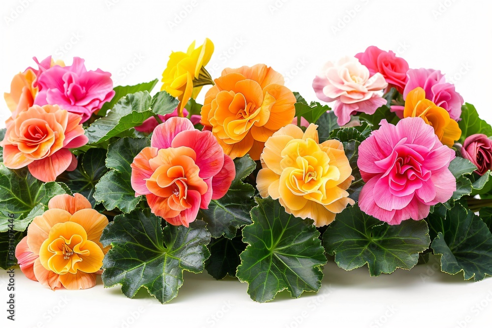 Fototapeta premium Group of flowers on white surface