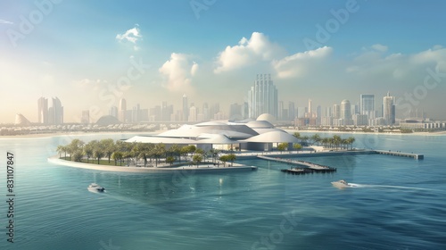 Design a visual representation of top art galleries and museums. Include the Dubai Museum, Louvre Abu Dhabi, and the upcoming Guggenheim Museum. photo