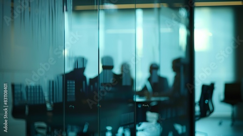 Wallpaper Mural Businesspeople Meeting In Modern Boardroom Through Glass : Generative AI Torontodigital.ca