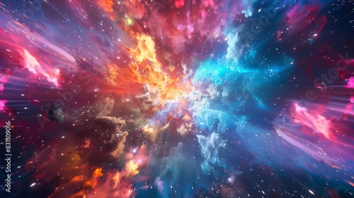 A colorful explosion of light and color in space © LOMOSONIC