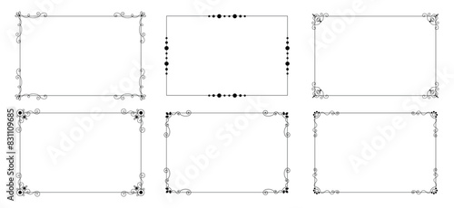 Decorative vintage frames borders backgrounds rectangle proportions set