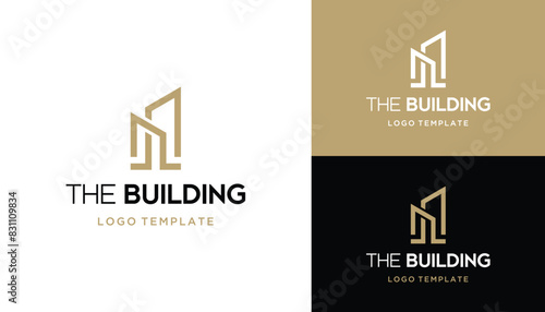 Golden Initial Letter J L with Real Estate Apartment Building Logo Design