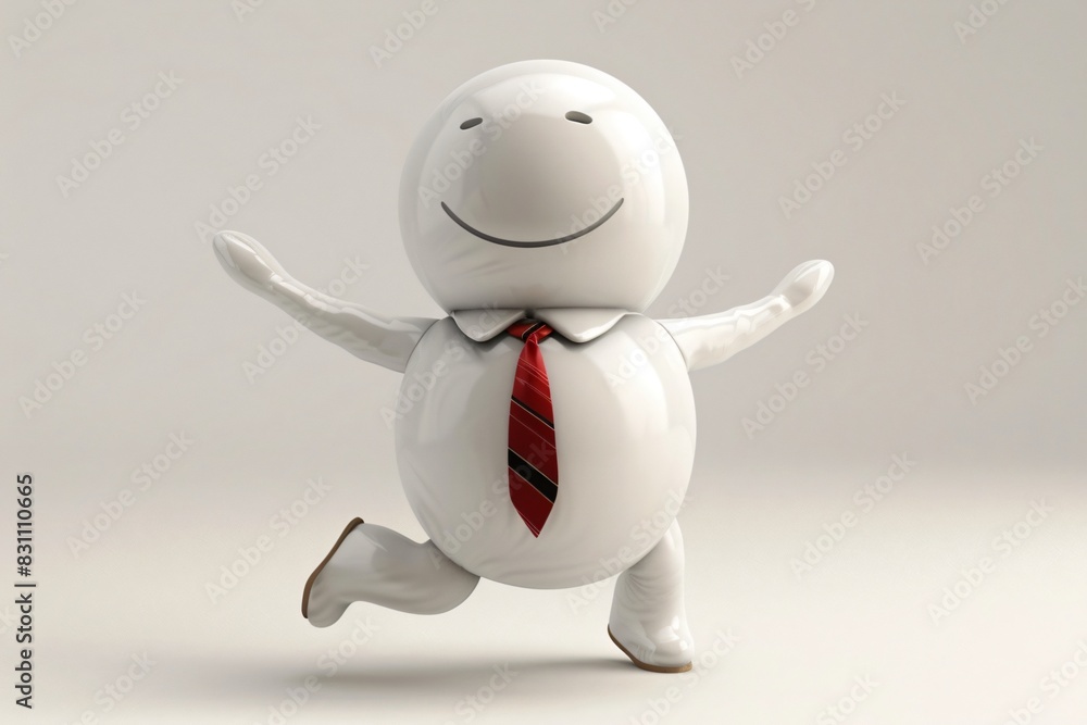 Man in tie and shoes smiling while running Man in tie and shoes smiling while running