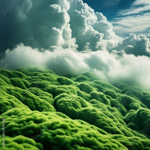 Abstract green clouds on the sky