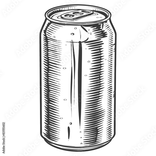 blank drink can canned drink with engraving sketch style black color only