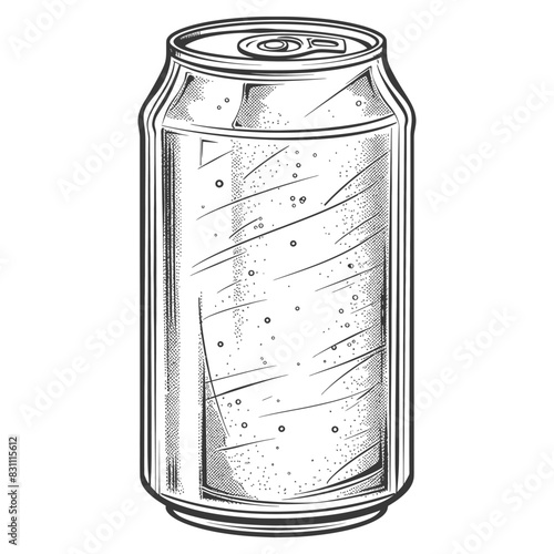 blank drink can canned drink with engraving sketch style black color only