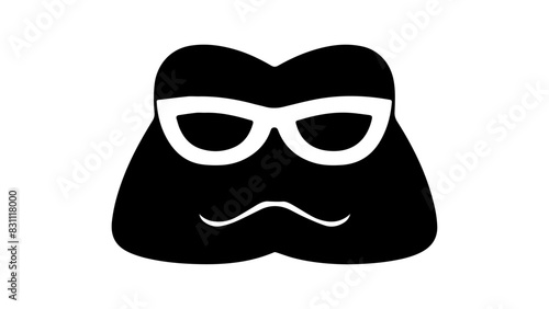 black and white frog incognito sign/symbol