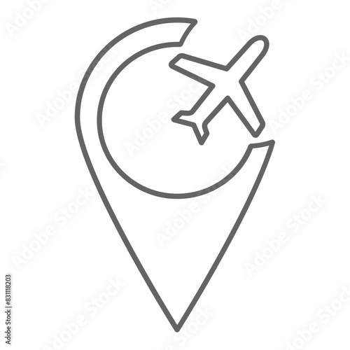 Plane location icon, vector illustration, simple design, best used for web