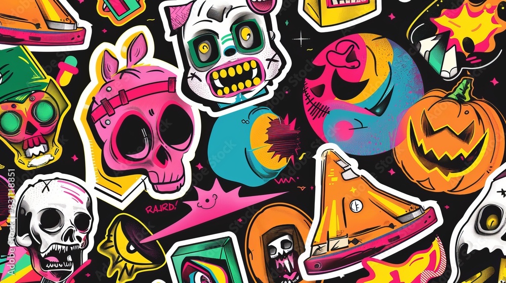 retro stickers pack vector retro stickers pack vector