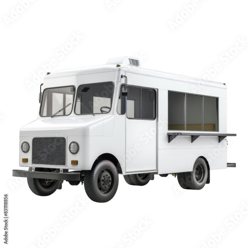 White Food truck on white background