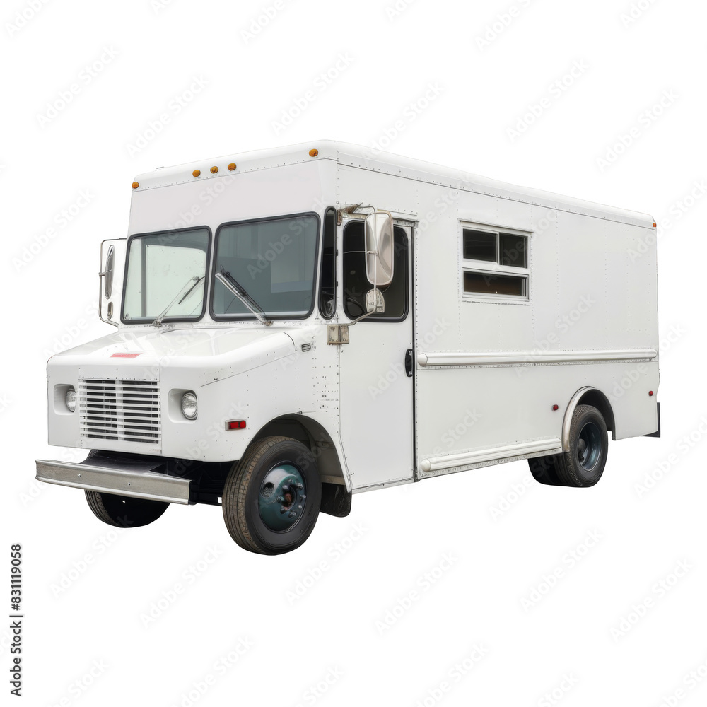 Fototapeta premium White Food truck on white background