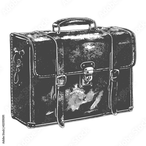 briefcase with engraving sketch style black color only