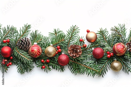 Detailed view of a christmas garland with decorations photo